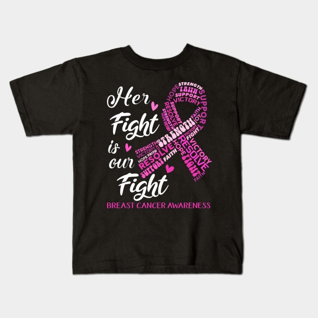 Breast Cancer Awareness Her Fight is my Fight Kids T-Shirt by ThePassion99